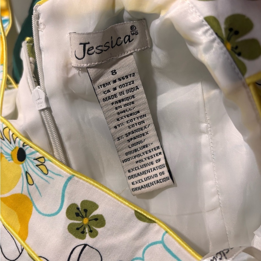 Vintage Jessica Sears Floral Cotton Sundress Yellow Retro A Line Dress 8 - Picture 6 of 8